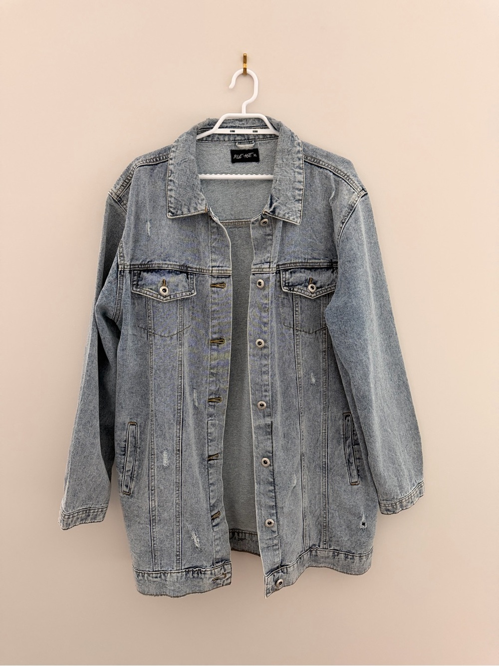 Light Wash Denim Jacket - Women's Casual Oversized Jacket